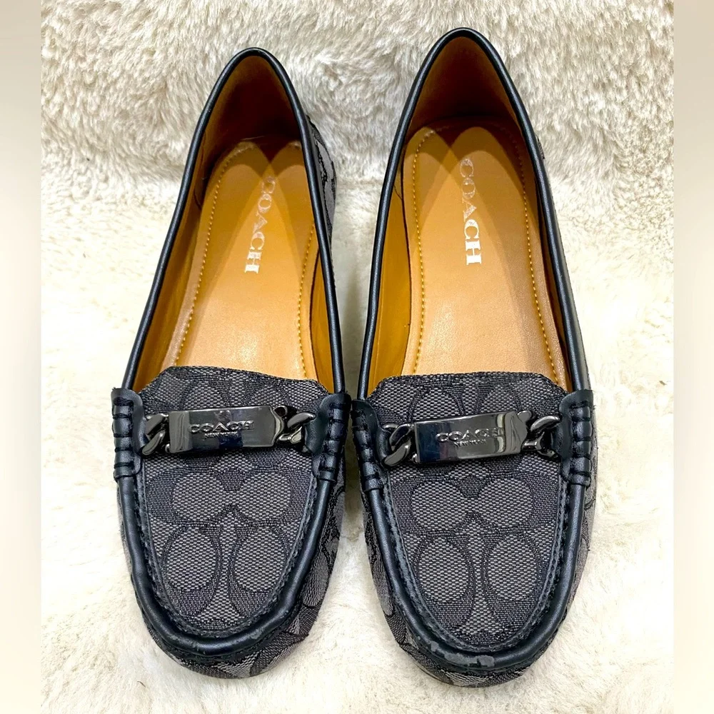 COPY - Coach Women’s Fortunata Signature C Jacquard Loafers (Black Smoke) - Picture 1 of 5